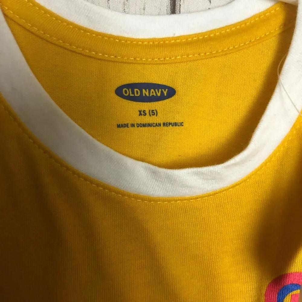 Old Navy Girls Yellow Graphic Short Sleeve XS(5)